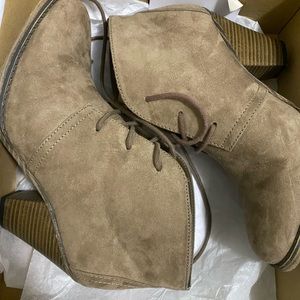 Taupe lace up booties